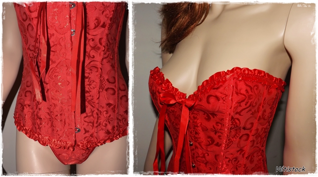 Bustier corset rouge pas cher Taille S, M, L, XL et XXL