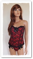 Corset bustier sexy rouge, taille S, M, L, XL et XXL