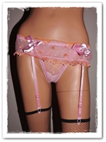 String porte-jarretelle dentelle pas cher rose et orange