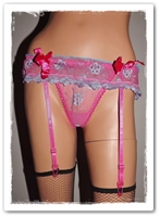 String porte-jarretelle original rose et bleu, lingerie femme